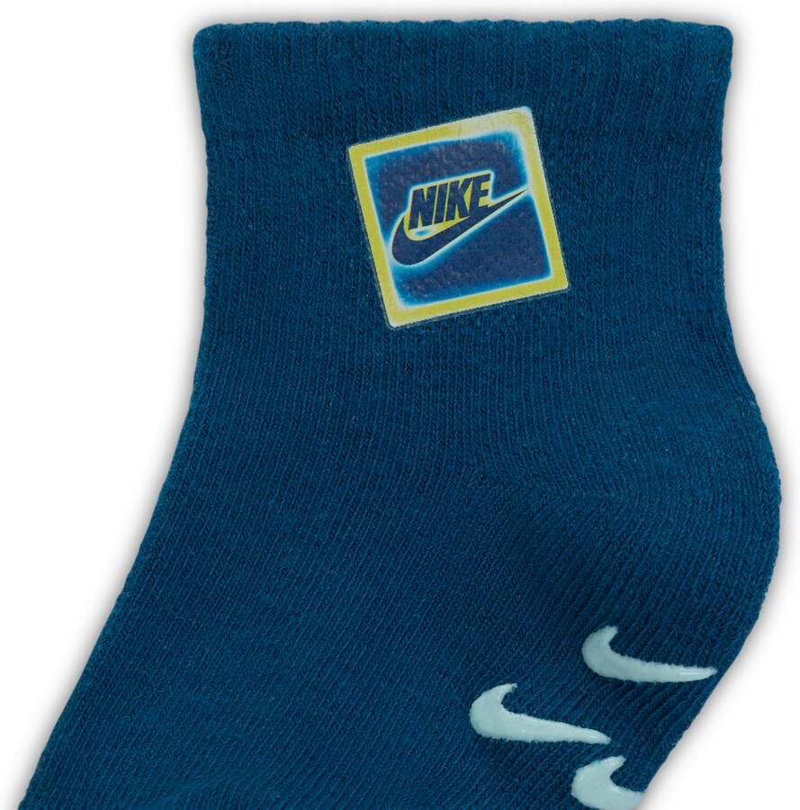 Nike Glow With Me geribde sokken met anti-slip voor baby's peuters (3 paar) Blauw