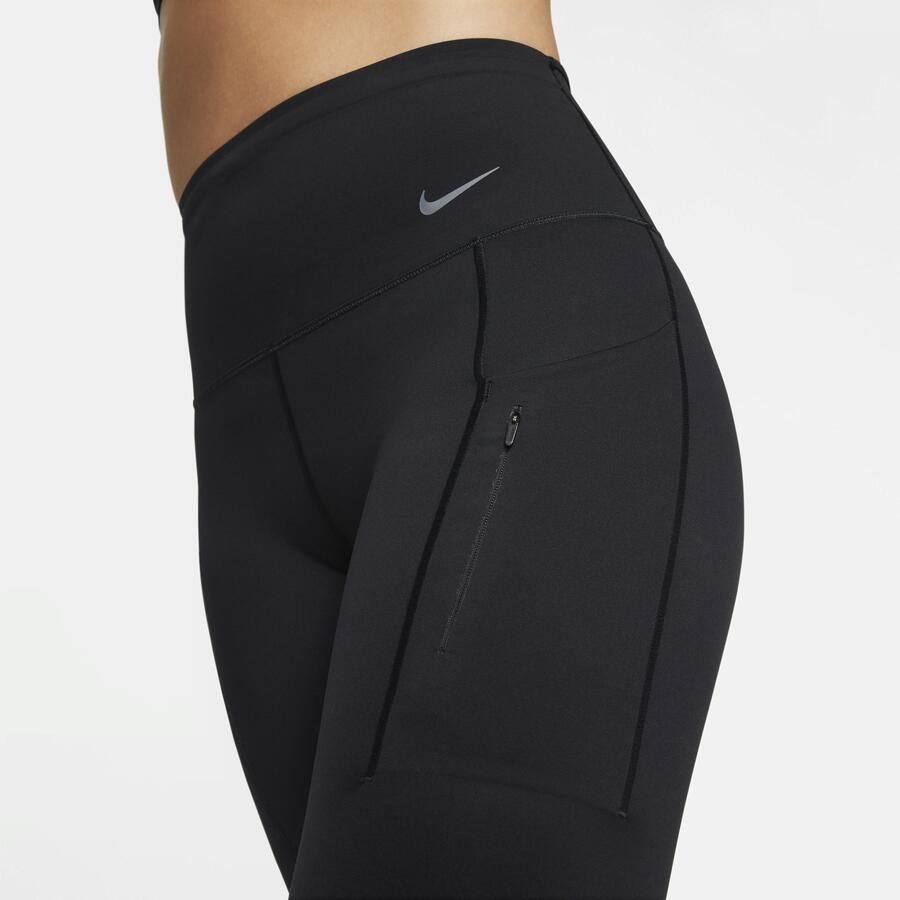 Nike Go 7 8-legging met hoge taille zakken en complete ondersteuning voor dames Zwart