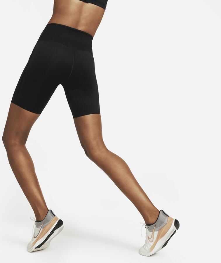 Nike Go Bikershorts met hoge taille zakken en complete ondersteuning voor dames (20 cm) Zwart - Foto 2