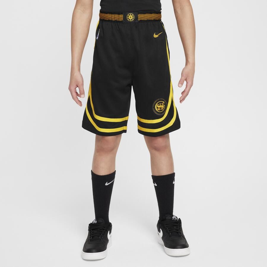 Nike Golden State Warriors 2023 24 City Edition Dri-FIT Swingman NBA-kindershorts Zwart - Foto 3