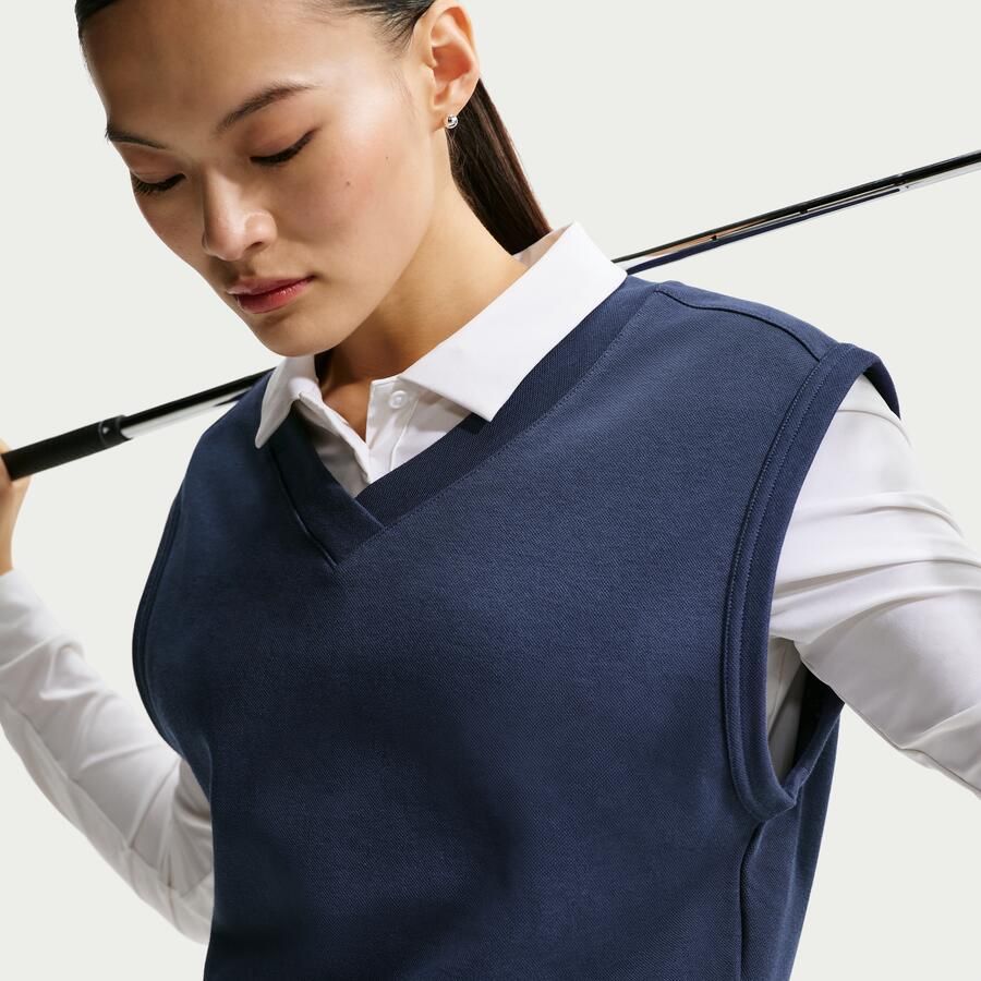Nike golfbodywarmer met V-hals voor dames Blauw