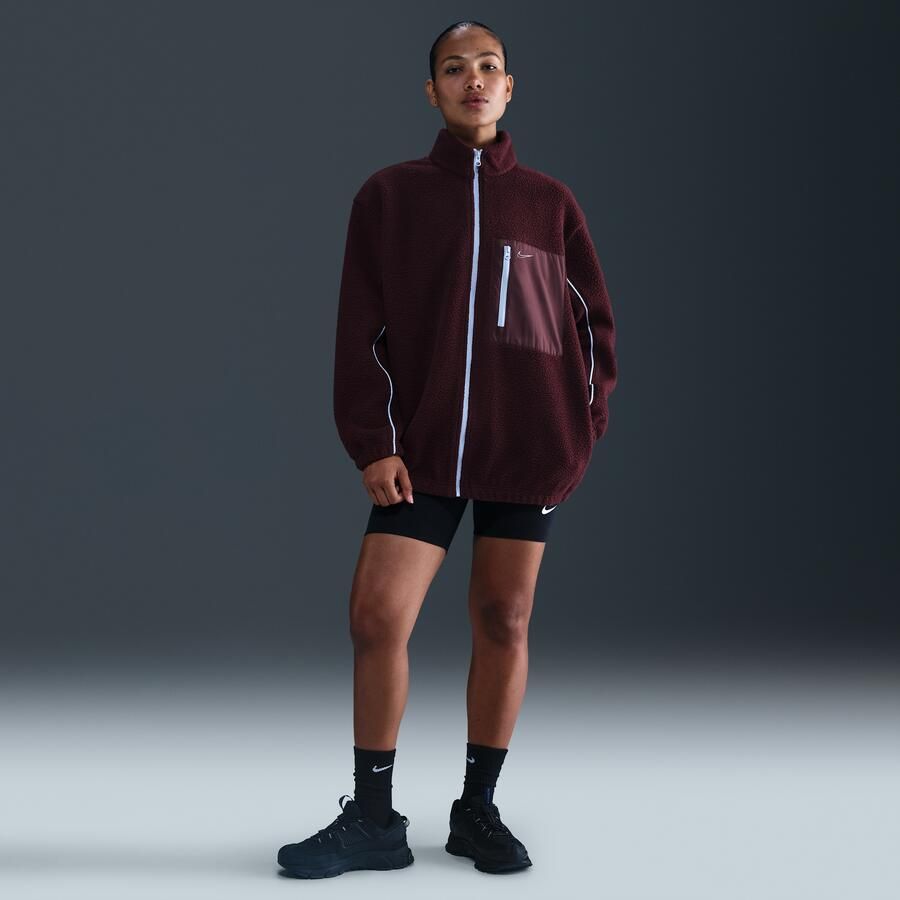 Nike hoogpolig fleecejack met rits voor dames Rood - Foto 3