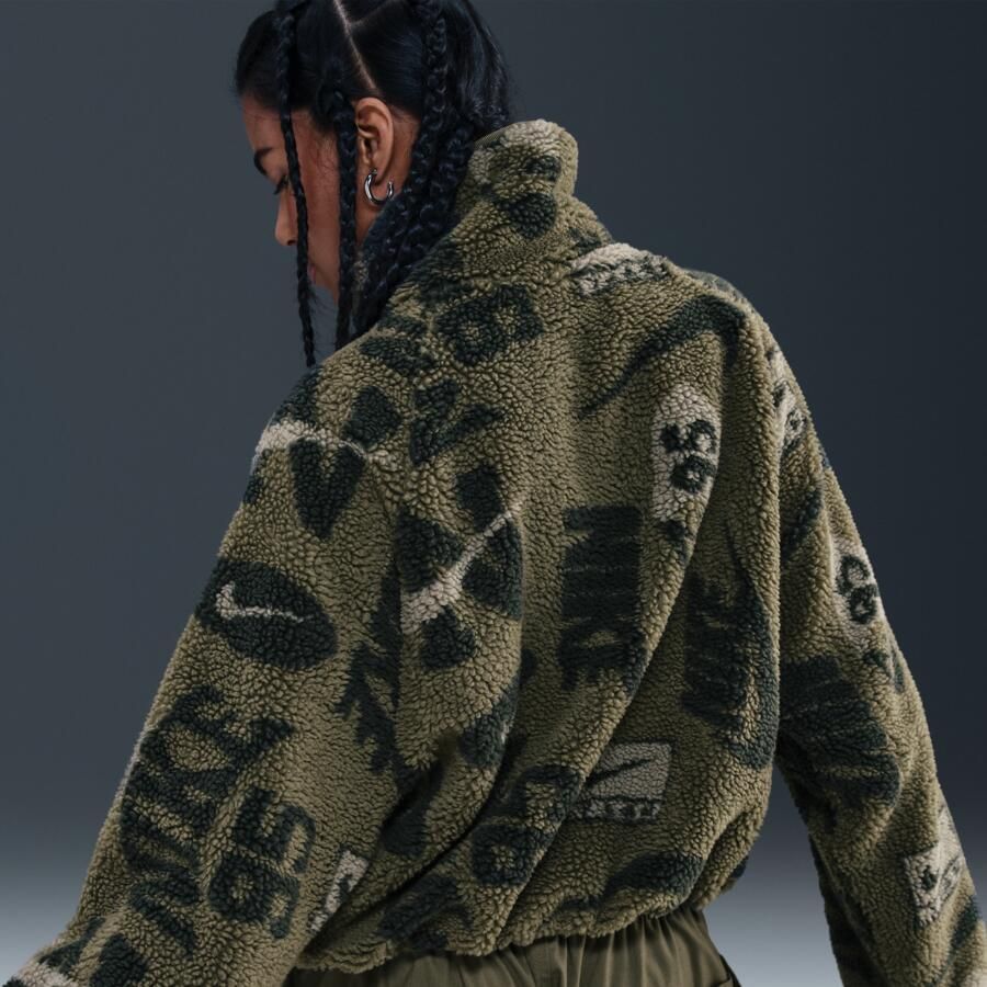 Nike hoogpolig fleecejack voor dames Groen