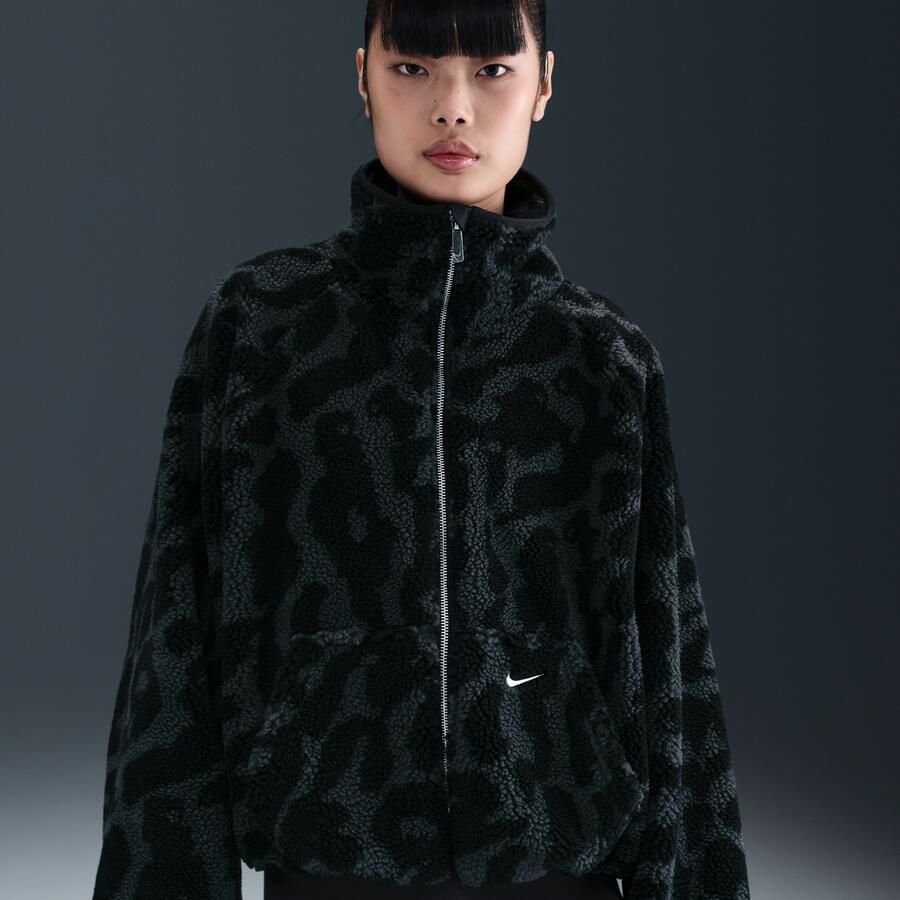 Nike hoogpolig fleecejack voor dames Zwart - Foto 4