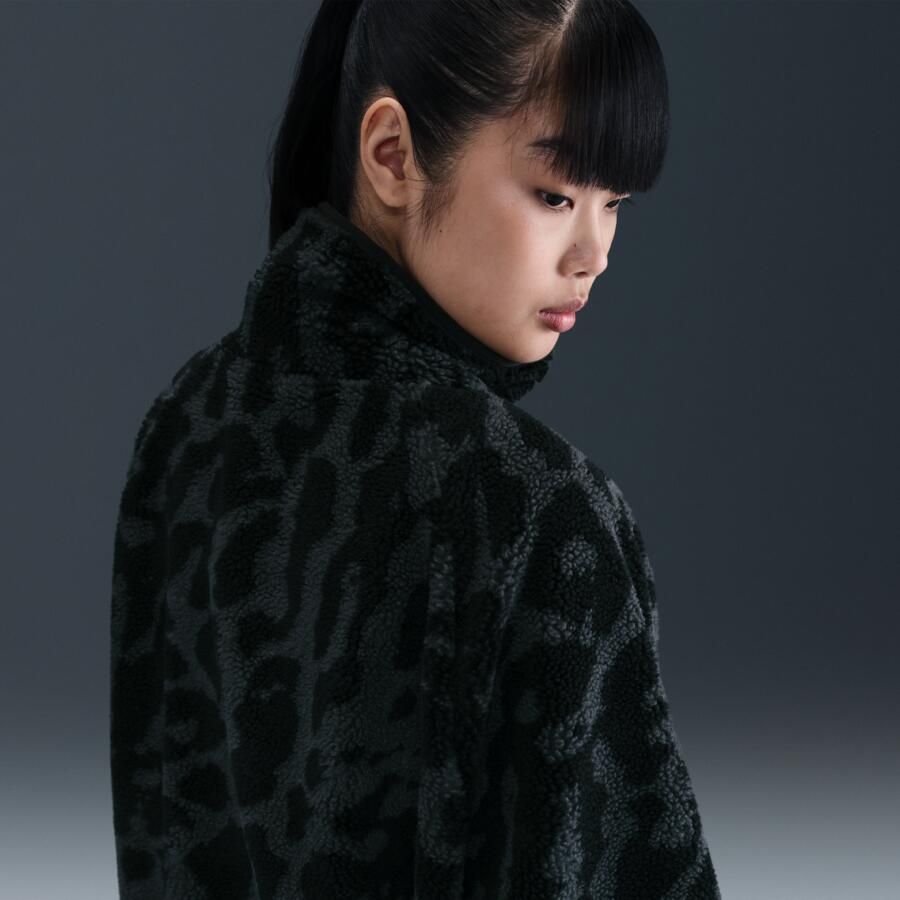 Nike hoogpolig fleecejack voor dames Zwart