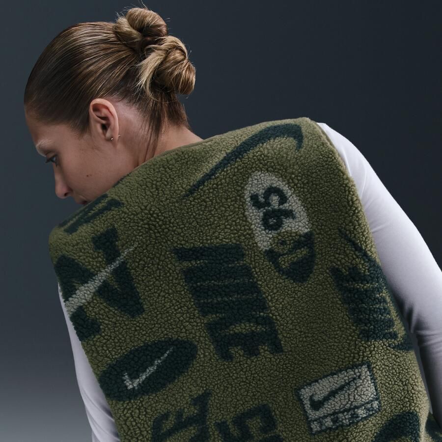 Nike hoogpolig fleecevest voor dames Groen