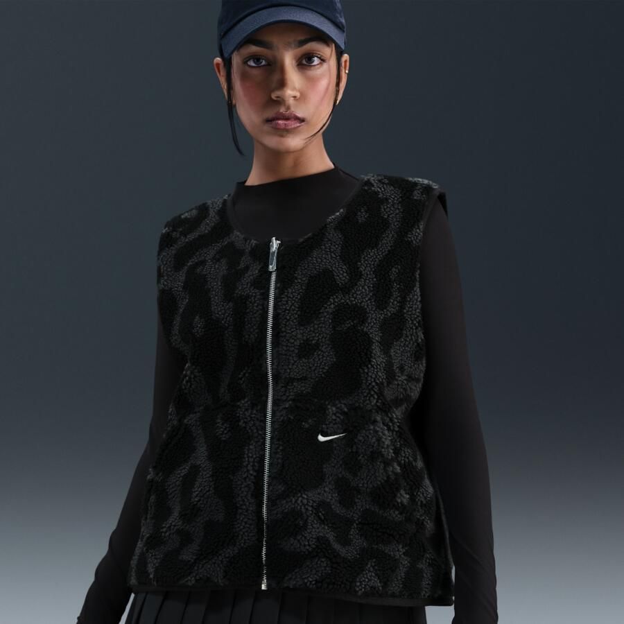 Nike hoogpolig fleecevest voor dames Zwart - Foto 4