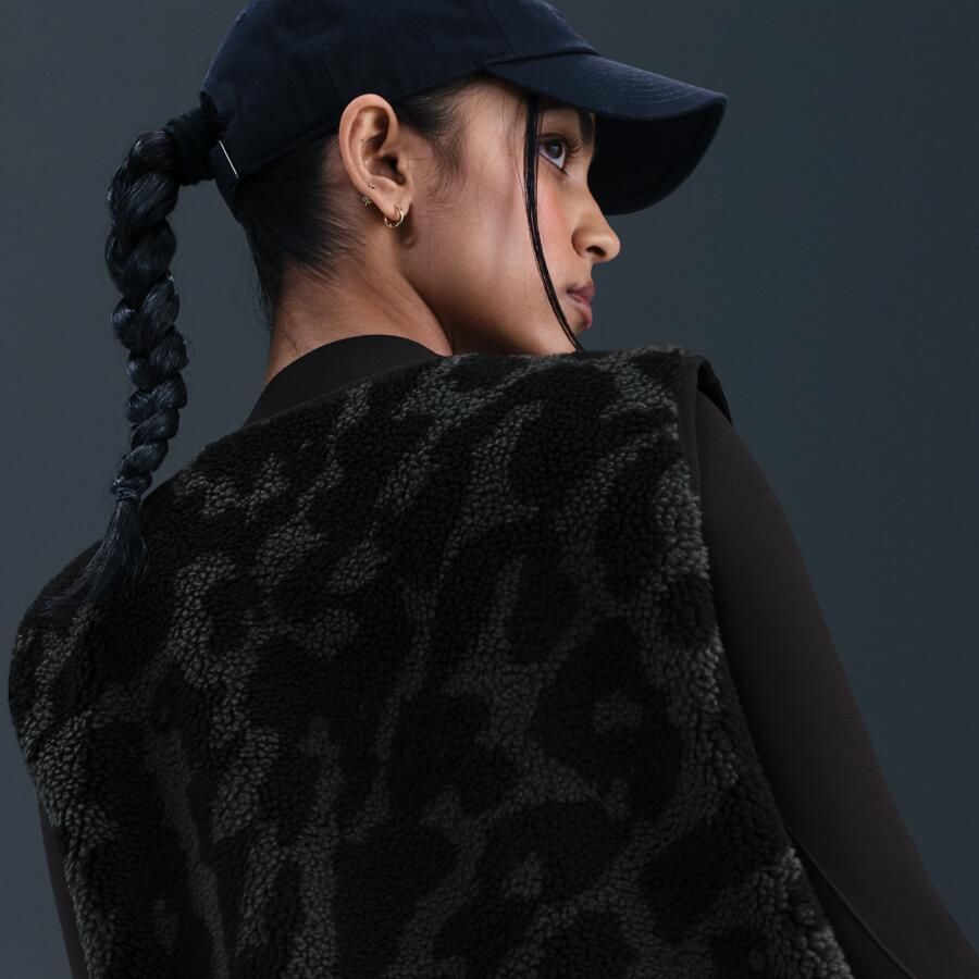 Nike hoogpolig fleecevest voor dames Zwart