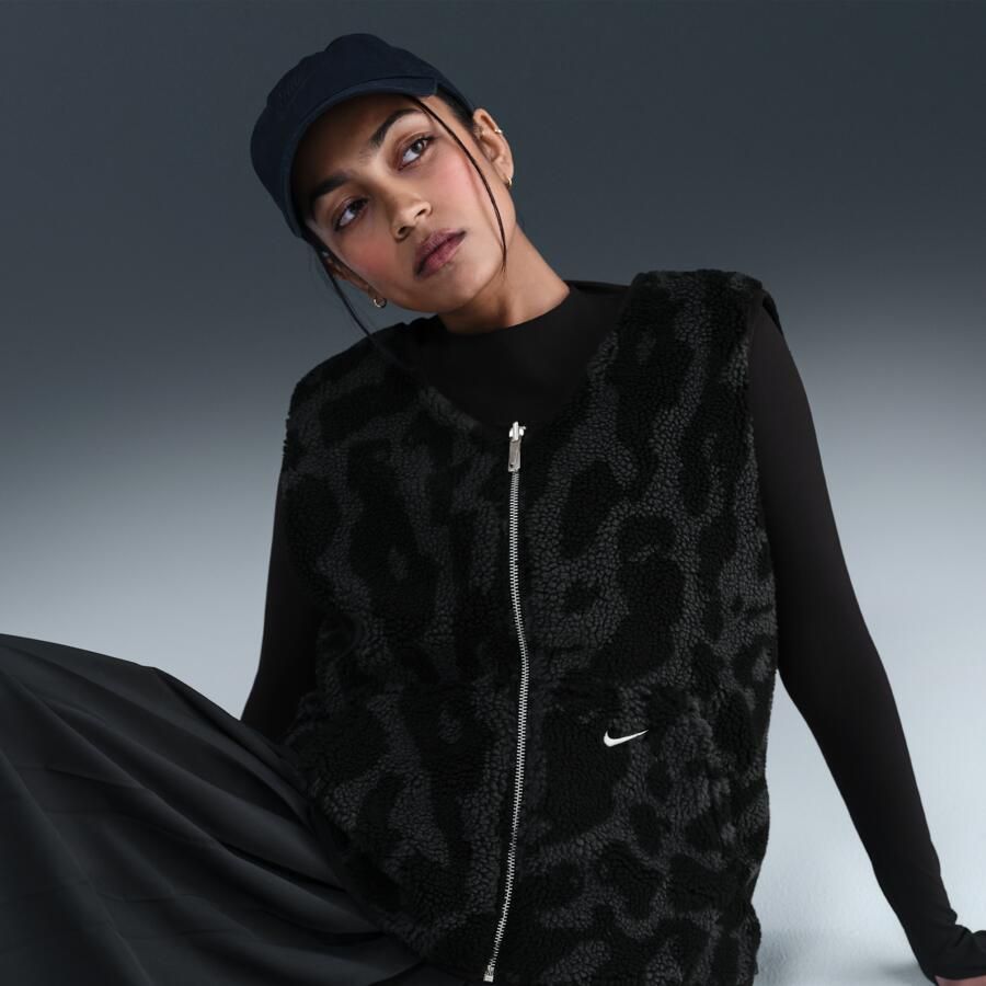 Nike hoogpolig fleecevest voor dames Zwart - Foto 2