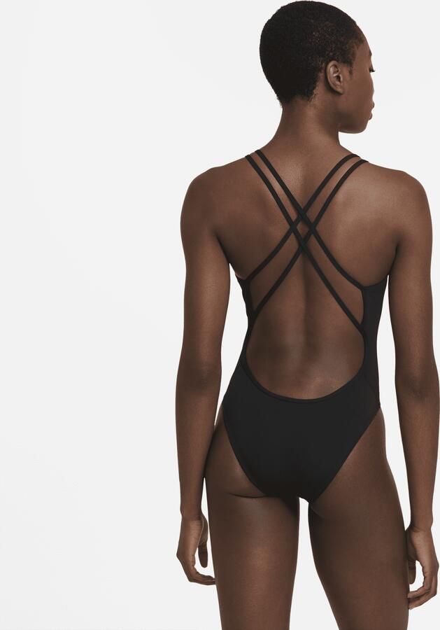 Nike HydraStrong Solid zwempak met spiderback voor dames Zwart - Foto 4