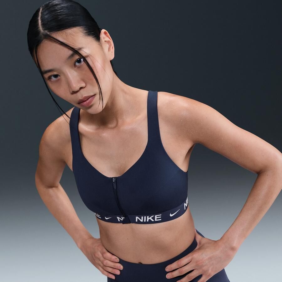 Nike Indy High Support padded sport-bh met rits aan de voorkant Blauw - Foto 4