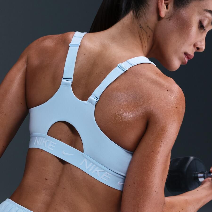 Nike Indy High Support padded sport-bh met rits aan de voorkant Blauw