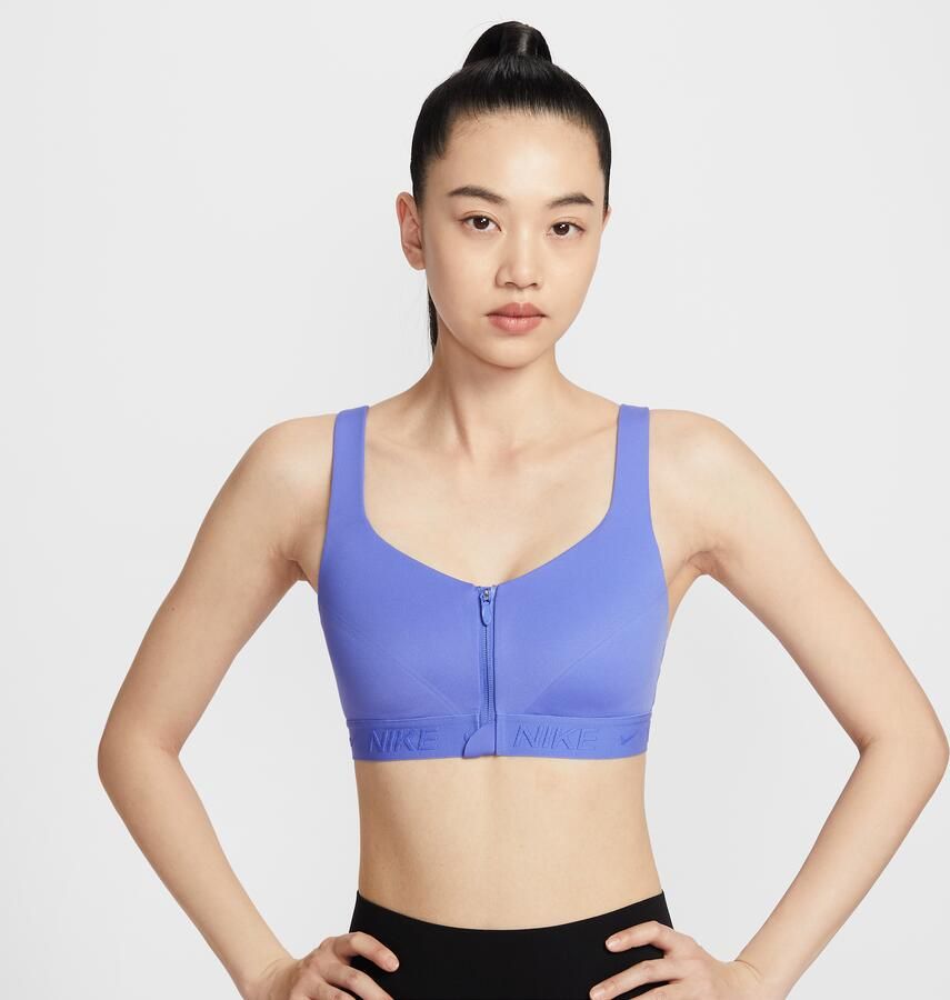 Nike Indy High Support padded sport-bh met rits aan de voorkant Blauw - Foto 4