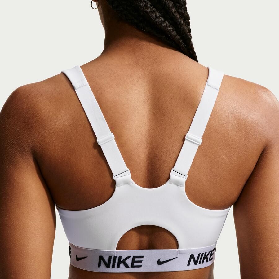 Nike Indy High Support padded sport-bh met rits aan de voorkant Wit
