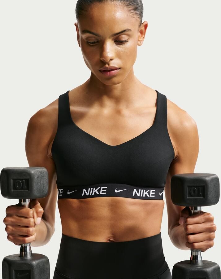 Nike Indy High Support padded verstelbare sport-bh Zwart