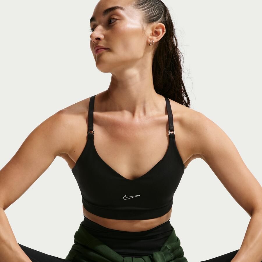 Nike Indy verstelbare padded sport-bh met lichte ondersteuning Zwart