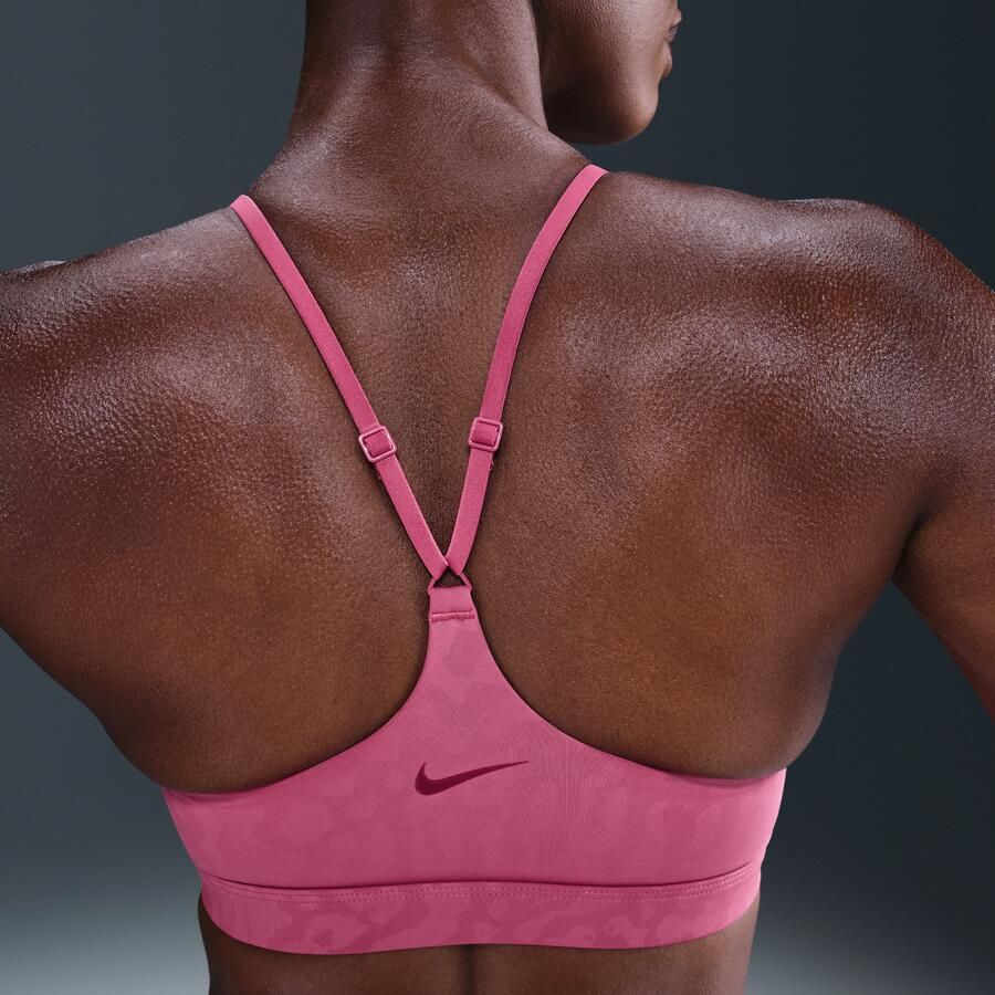Nike Indy verstelbare padded sport-bh met print en lichte ondersteuning Paars
