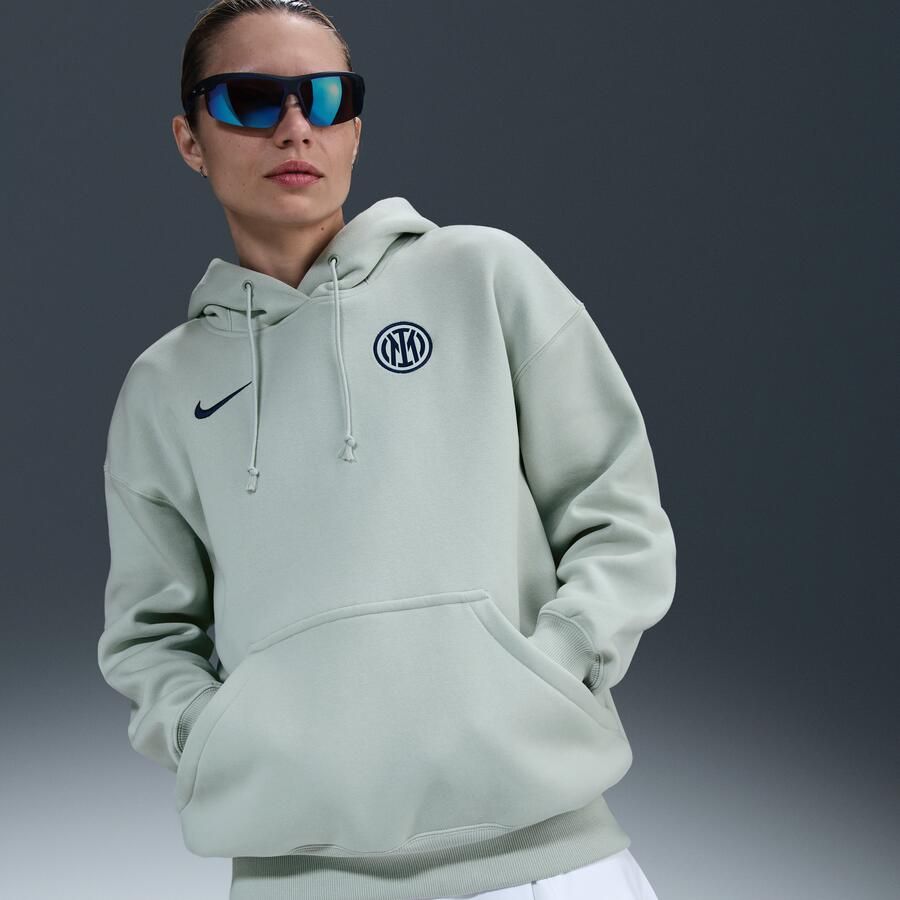 Nike Inter Milan Phoenix Fleece oversized voetbalhoodie voor dames Grijs - Foto 4
