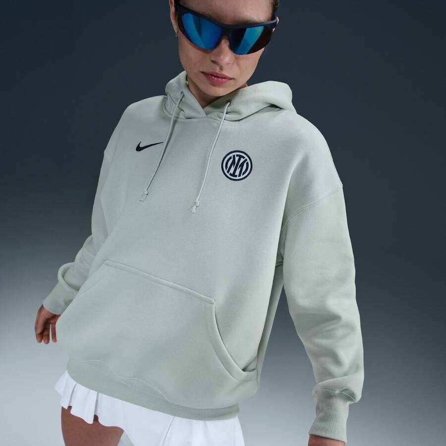 Nike Inter Milan Phoenix Fleece oversized voetbalhoodie voor dames Grijs - Foto 2
