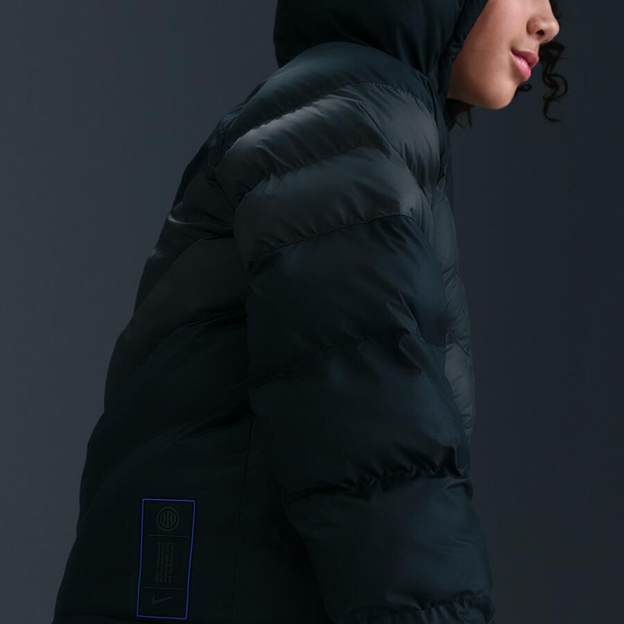 Nike Inter Milan voetbaljack met synthetische vulling en capuchon voor kids Zwart