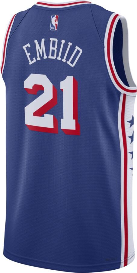 Nike Joel Embiid Philadelphia 76ers Icon Edition Dri-FIT Swingman NBA-jersey voor heren Blauw - Foto 2