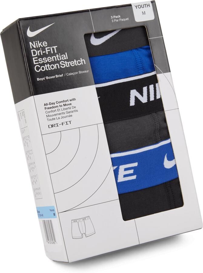 Nike katoenen effen boxershorts voor kids (3 stuks) Blauw - Foto 2