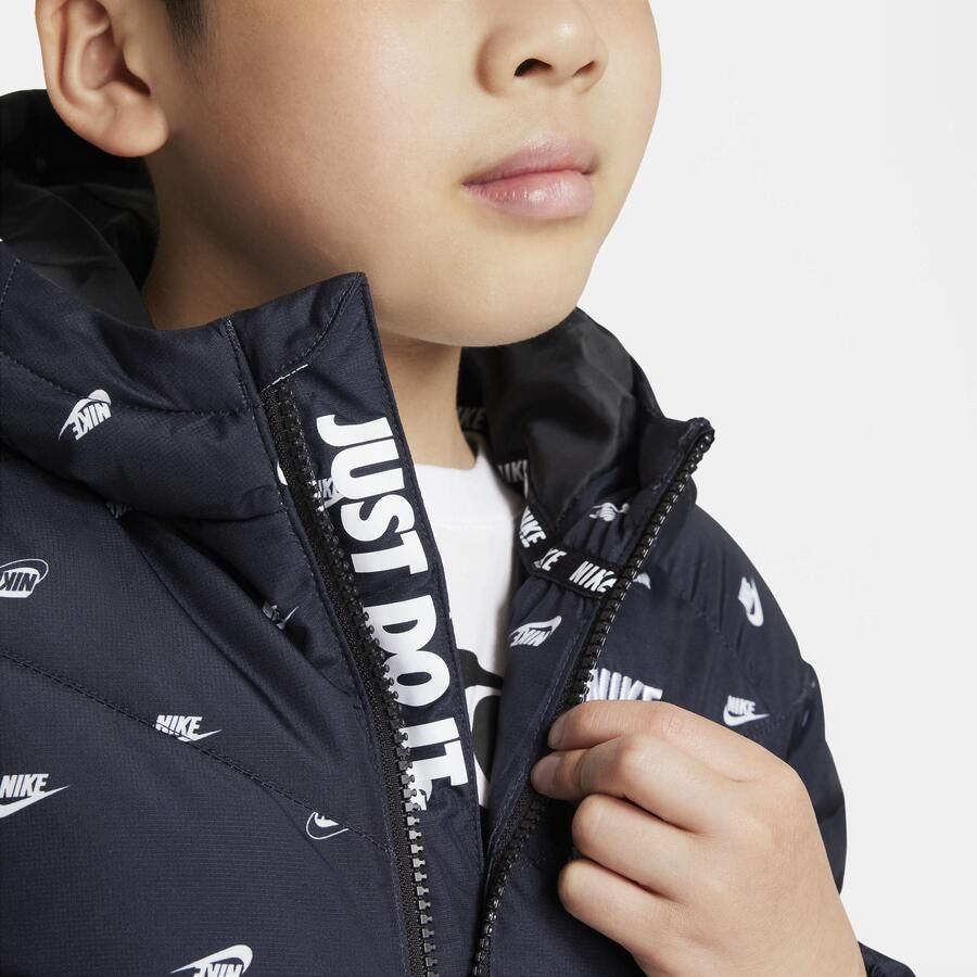 Nike Kleuterjack met print en capuchon Zwart