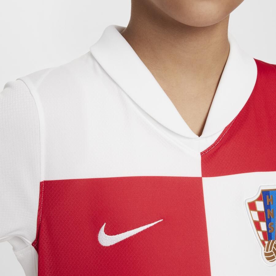 Nike Kroatië 2024 25 Stadium Thuis Dri-FIT replica voetbalshirt voor kids Wit - Foto 2