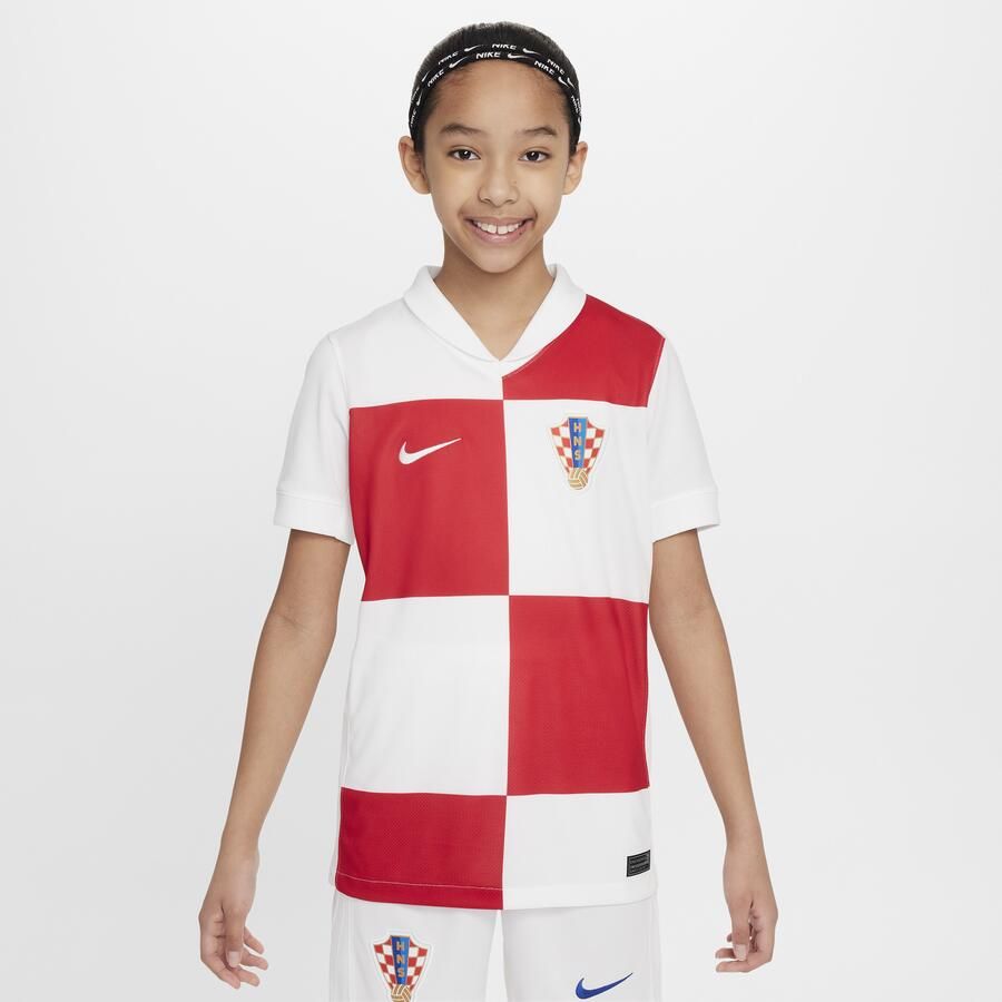 Nike Kroatië 2024 25 Stadium Thuis Dri-FIT replica voetbalshirt voor kids Wit - Foto 3