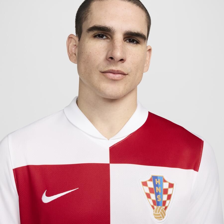 Nike Kroatië 2024 25 Stadium Thuis Dri-FIT replicavoetbalshirt voor heren Wit