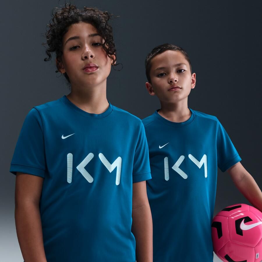Nike Kylian Mbappé Academy voetbalshirt met korte mouwen en Dri-FIT voor kids Blauw - Foto 4