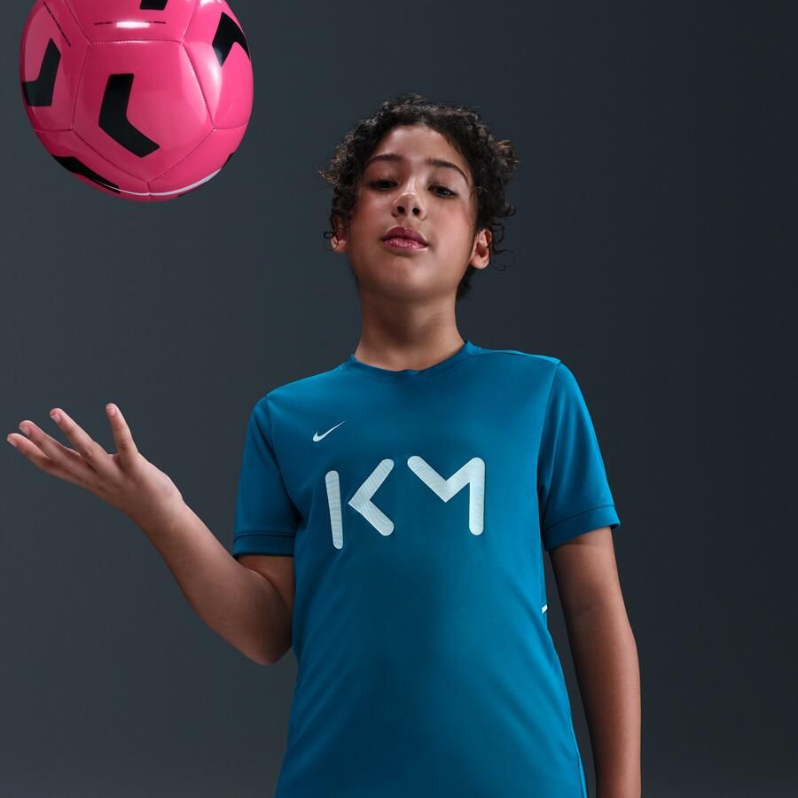 Nike Kylian Mbappé Academy voetbalshirt met korte mouwen en Dri-FIT voor kids Blauw