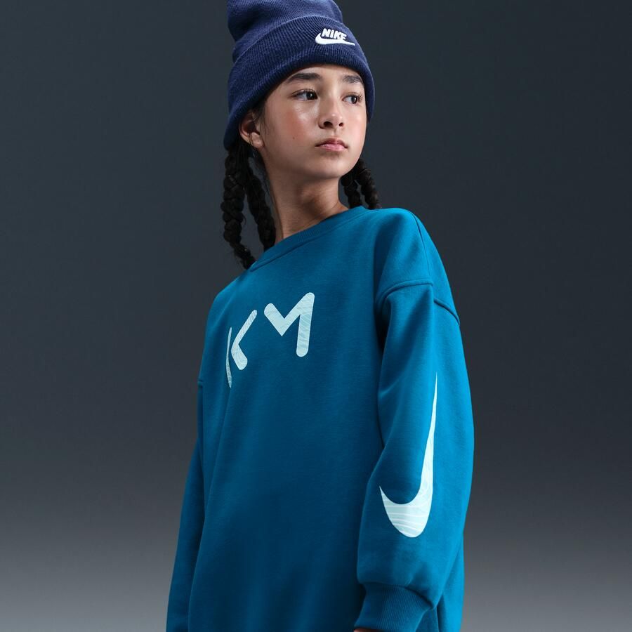 Nike Kylian Mbappé Club Fleece oversized voetbalsweatshirt met ronde hals voor meisjes Blauw - Foto 4