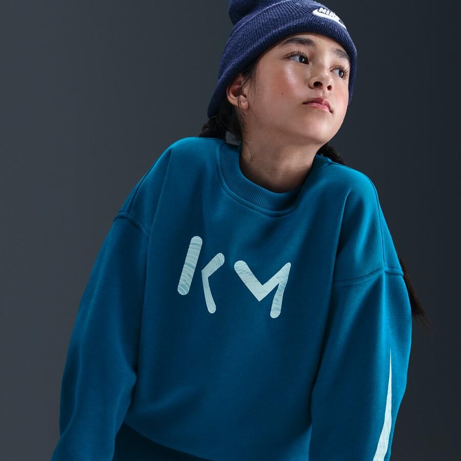 Nike Kylian Mbappé Club Fleece oversized voetbalsweatshirt met ronde hals voor meisjes Blauw - Foto 2