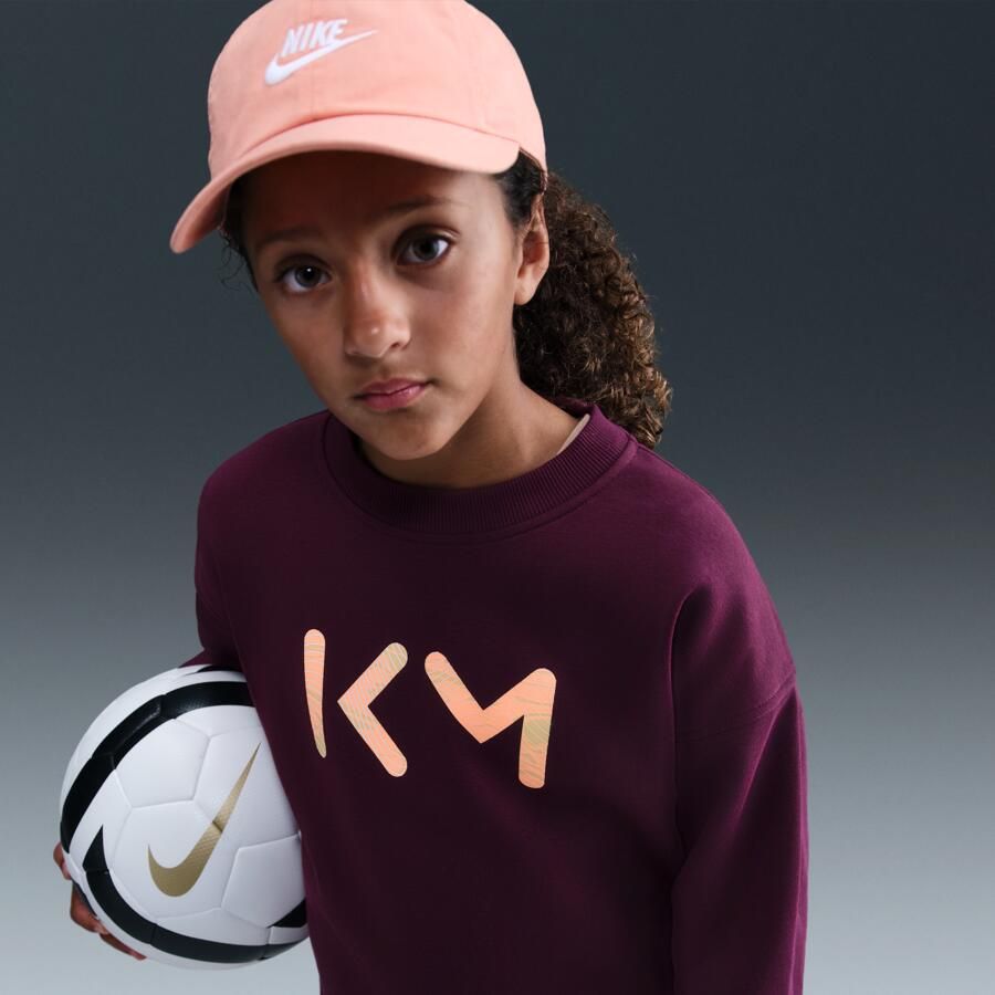 Nike Kylian Mbappé Club Fleece oversized voetbalsweatshirt met ronde hals voor meisjes Rood - Foto 4