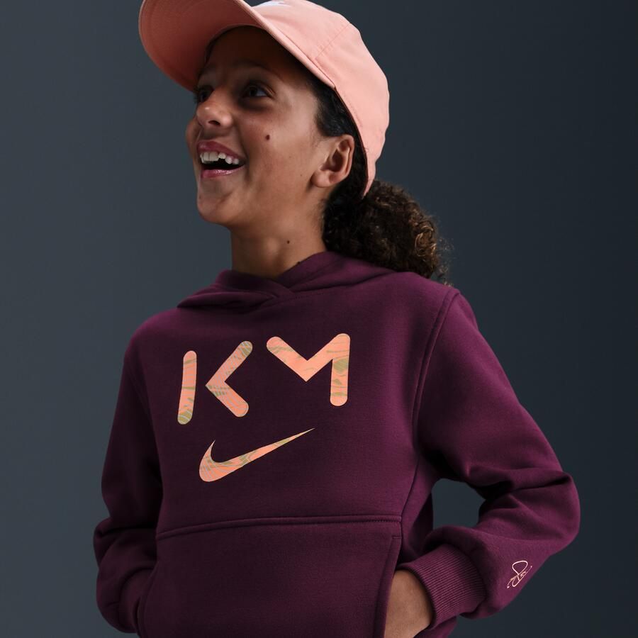 Nike Kylian Mbappé Club Fleece voetbalhoodie met Dri-FIT voor kids Rood