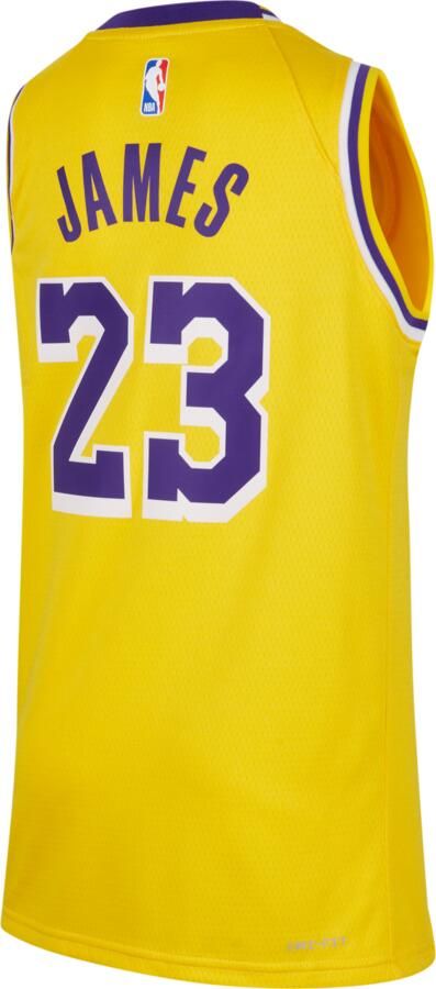 Nike LeBron James Los Angeles Lakers 2023 24 Icon Edition Swingman NBA-jersey voor jongens Geel - Foto 3