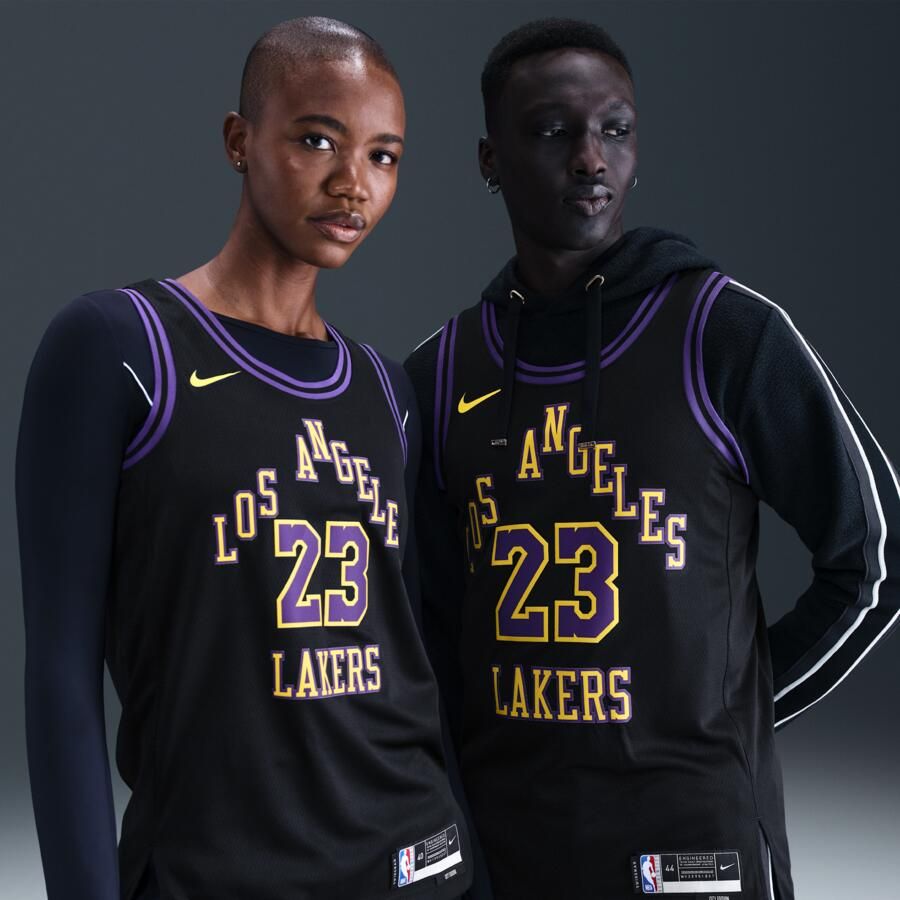 Nike LeBron James Los Angeles Lakers City Edition Dri-FIT Swingman NBA-jersey voor heren Zwart - Foto 4