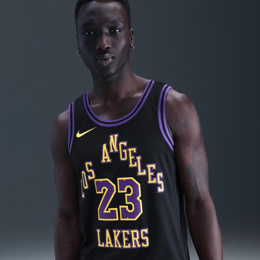 Nike LeBron James Los Angeles Lakers City Edition Dri-FIT Swingman NBA-jersey voor heren Zwart - Foto 2