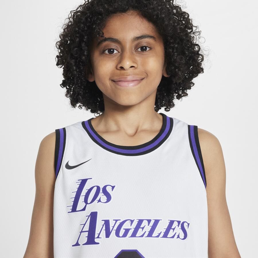 Nike Lebron James Los Angeles Lakers City Edition Swingman NBA-jersey met Dri-FIT voor kids Wit