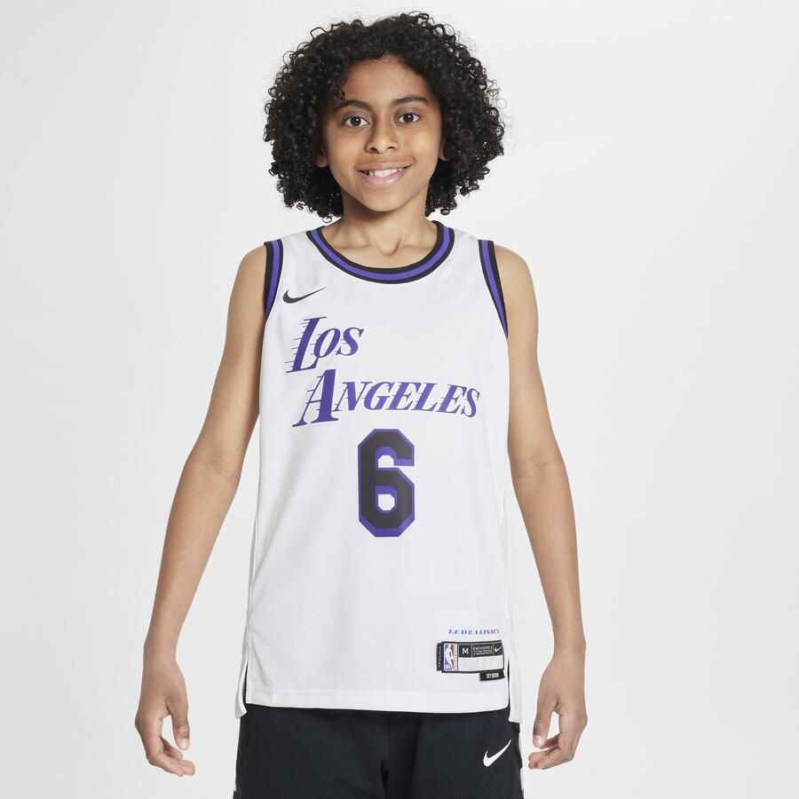 Nike Lebron James Los Angeles Lakers City Edition Swingman NBA-jersey met Dri-FIT voor kids Wit - Foto 3
