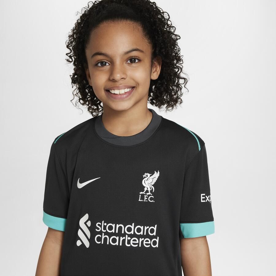 Nike Liverpool FC 2024 25 Stadium Uit Dri-FIT replicavoetbalshirt voor kids Zwart