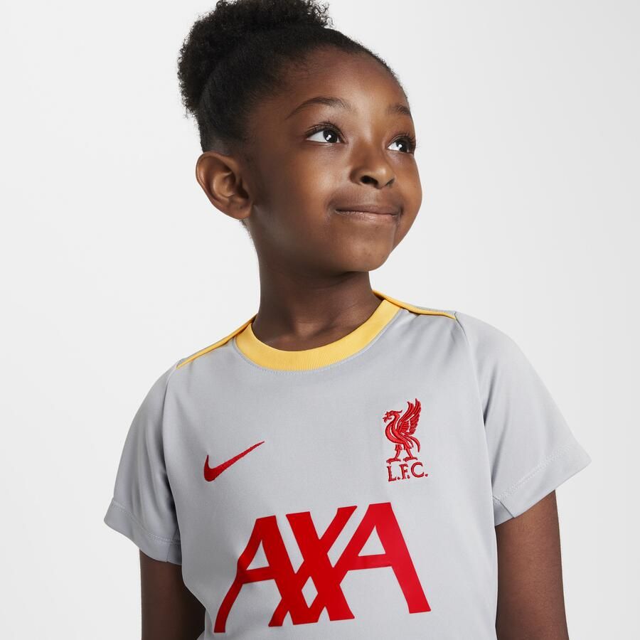 Nike Liverpool FC Academy Pro Derde Dri-FIT voetbaltop met korte mouwen voor kleuters Grijs