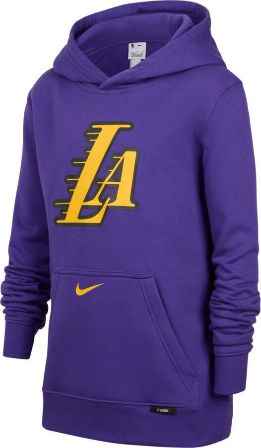 Nike Los Angeles Lakers Club City Edition NBA-fleecehoodie voor kids Paars