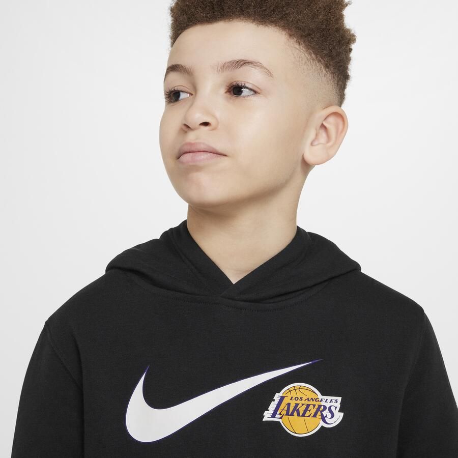 Nike Los Angeles Lakers Club Fleece Essential NBA-hoodie voor jongens Zwart