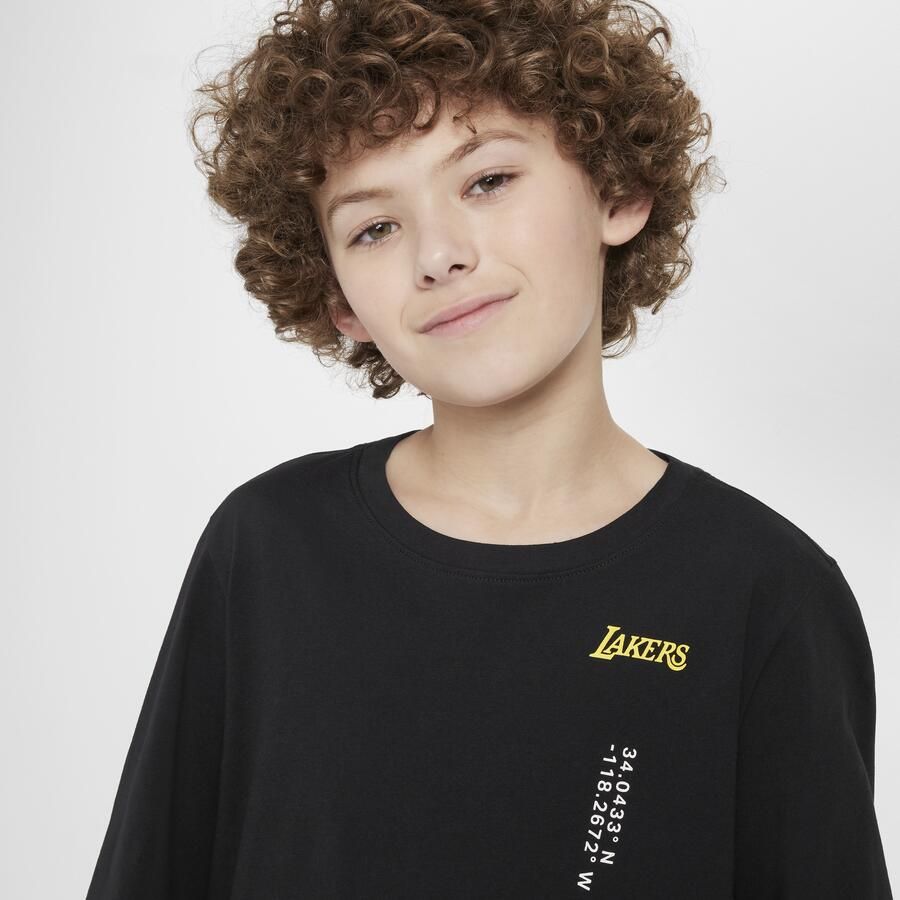 Nike Los Angeles Lakers Courtside Max90 NBA-shirt met lange mouwen voor jongens Zwart