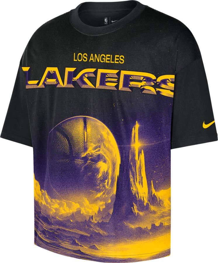 Nike Los Angeles Lakers Courtside NBA shirt met recht design voor heren Zwart - Foto 3