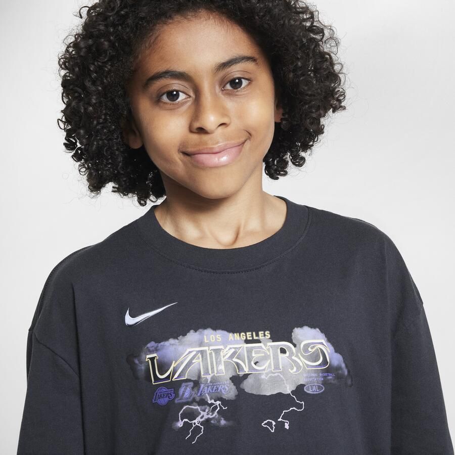 Nike Los Angeles Lakers Essential NBA Max90 T-shirt met lange mouwen voor jongens Zwart