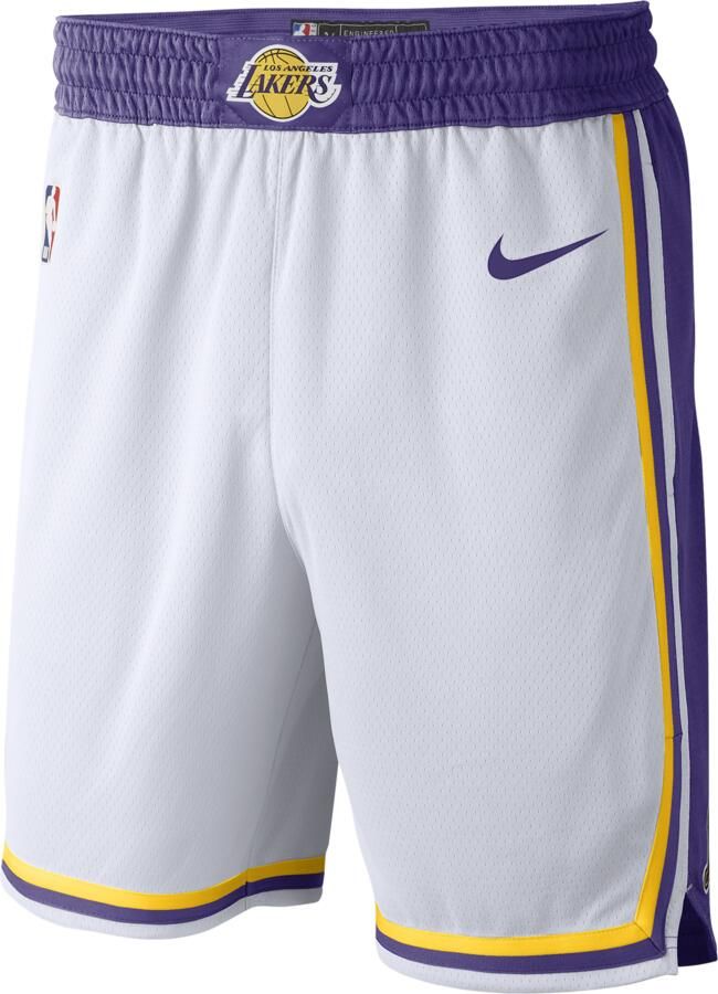 Nike NBA Swingman Basketball Shorts Los Angeles Lakers White Heren
