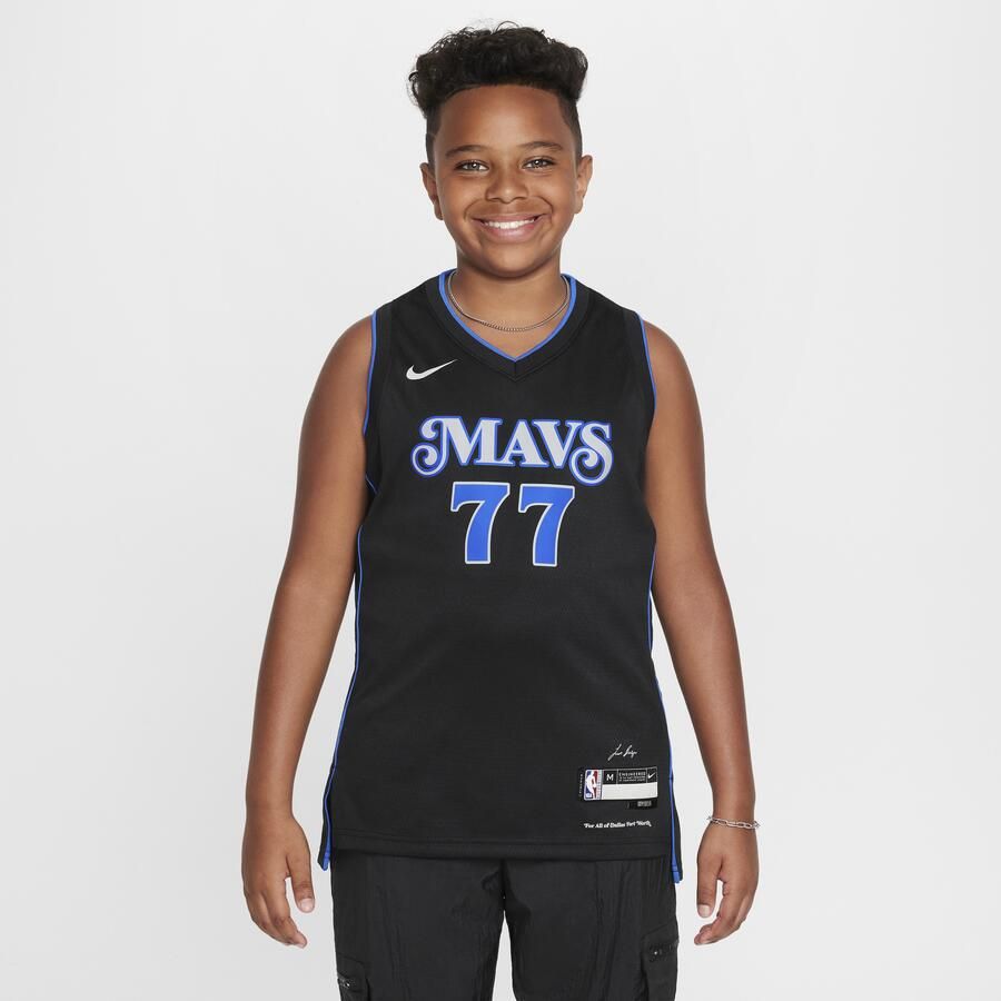 Nike Luka Dončić Dallas Mavericks 2023 24 City Edition Swingman NBA-jersey met Dri-FIT voor kids Zwart - Foto 3
